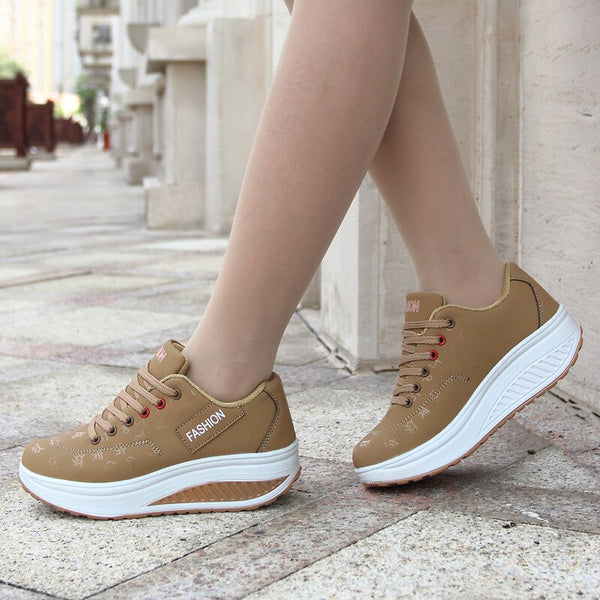 Women running shoes sneakers female breathable thick bottom wedges outdoor